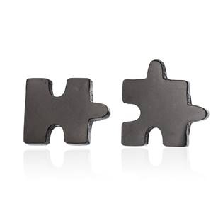 OPN1042-K Černé ocelové náušnice PUZZLE
