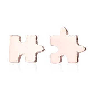 OPN1042-RD Zlacené ocelové náušnice PUZZLE