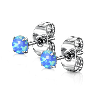 OPN1672-OP05-03 Ocelové náušnice s modrými opály 3 mm