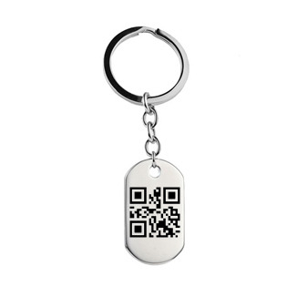 OPT1009-QR Ocelový přívěsek na klíče - destička s rytinou QR kódu