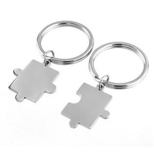 OPT1045 2 ks ocelových přívěsků na klíče - puzzle
