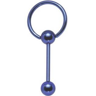 PJ01007-B Piercing do jazyka s kruhem - modrý, tyčka 1,6 x 18 mm