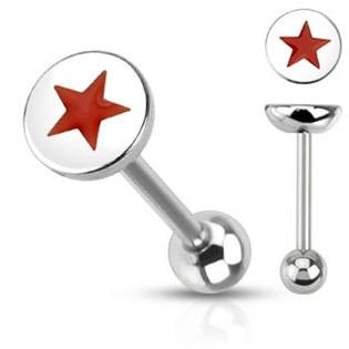 PJ01044 Piercing do jazyku - červená hvězda