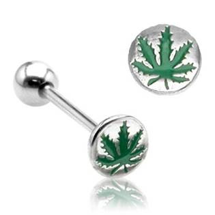 PJ01045 Piercing do jazyku - list marihuany