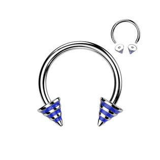 PV01006 Piercing - podkova - modré proužky