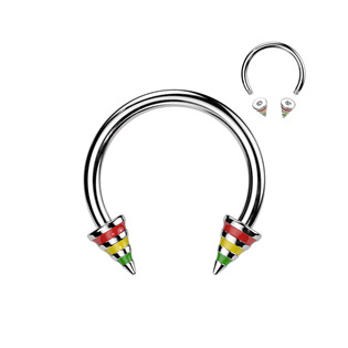 PV01007 Piercing - podkova - barevné proužky