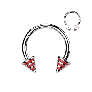 PV01009 Piercing - podkova - červené proužky