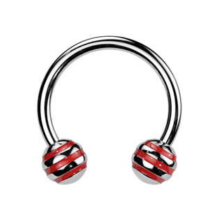 PV01013 Piercing - podkova - červené proužky