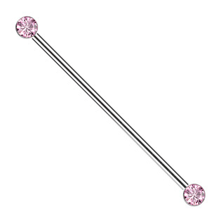 TIT1394-P Industrial PUSH IN piercing TITAN, růžové zirkony