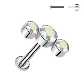 TIT1651-AB Piercing do brady - PUSH IN labreta TITAN, barva: duhová