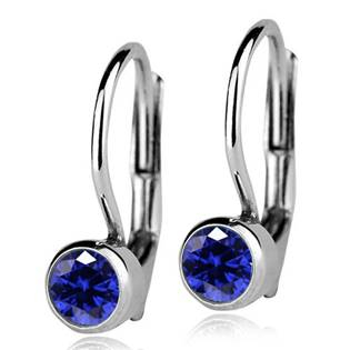 ZB23067-B Stříbrné náušnice s tmavě modrými kamínky 4 mm