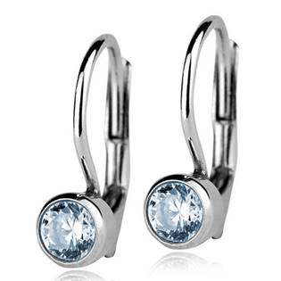 ZB23067-LB Stříbrné náušnice se světle modrými kamínky 4 mm