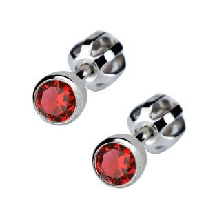 ZB23067A-R Stříbrné náušnice s červenými kamínky 4 mm