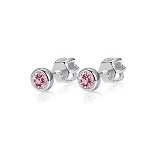 NB-3651-LP Stříbrné náušnice, světle růžové zirkony 3 mm