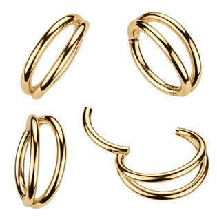 SG147GD-1208 Dvojitý zlacený ocelový segment kruh - helix / cartilage / tragus piercing