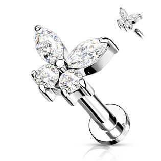 LB0023C-1206 Labreta /  helix / tragus piercing -  motýlek