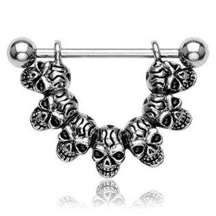 BR01009 Piercing do bradavky - lebky