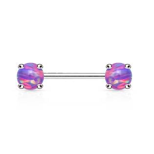 BR01023-A Piercing do bradavky, fialové opály