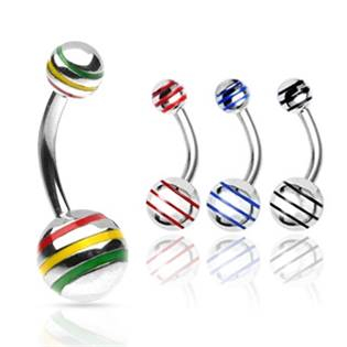 BS01037-AB Piercing do pupíku  - banánek s pruhy