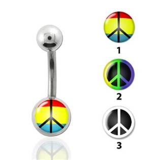 BS01046-02 Piercing do pupíku - peace