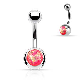 BS1058-P Piercing do pupíku - banánek růžový opál