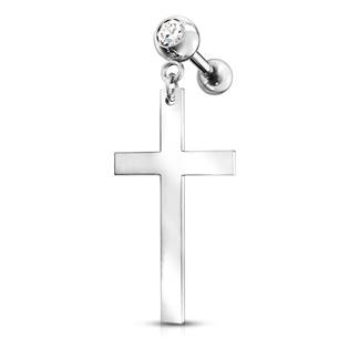 CP1069-ST Cartilage piercing do ucha s řetízkem, křížek