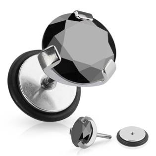 FP01051-K Falešný piercing - černý kámen