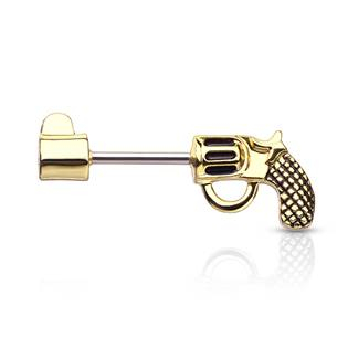 FP1019-GD Zlacený piercing do ucha - náušnice revolver