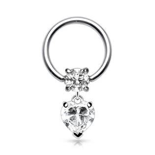 K01008 Piercing - kruh s ozdobným srdíčkem 1,2 x 10 mm