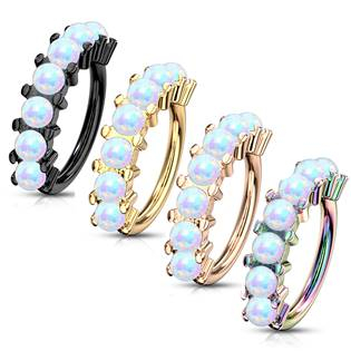 K01049-K Zlacený piercing kruh s opály, 1,0 x 10 mm