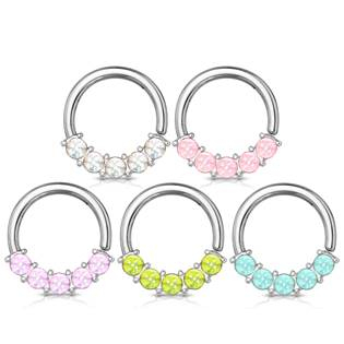 K01052-G Piercing kruh s kameny 1,0 x 10 mm