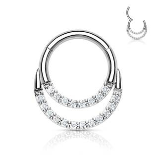 K01063ST-1210 Piercing kruh segment, čiré kameny, 1,2 x 10 mm