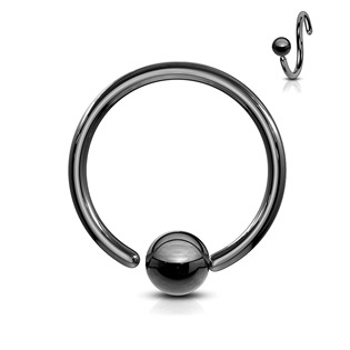 K1002K-16124 Piercing - kruh černý, kulička 4 mm