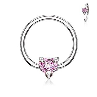 K1022-P Piercing - kruh se srdíčkem, růžová barva