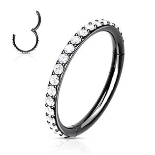K1041-KC Piercing segment kruh s kamínky, černý