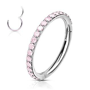 K1041-P Piercing segment kruh s růžovými kamínky
