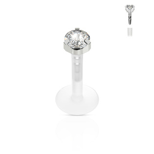 LB1001-1206-3C Piercing do brady - labreta 1,2x6mm, čirý zirkon 3mm