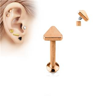 LB1027RD-1206 Zlacený piercing do brady - labreta 1,2 x 6 mm, trojúhelník