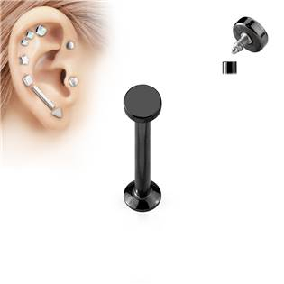 LB1029K-12063 Černý piercing do brady - labreta 1,2 x 6 mm, kolečko 3 mm