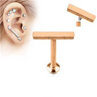 LB1031RD-1206 Zlatý piercing do brady - labreta 1,2 x 6 mm, obdélník 2 x 9 mm