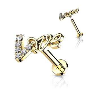 LB1097GD-1208 Zlacený piercing do brady Love