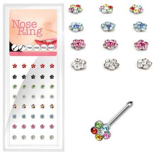 N0000-41 Sada 40ti piercingů do nosu, 4mm kytička