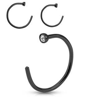 N0064-10 Černý piercing do ucha/nosu se zirkonem