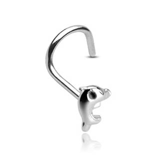 N01073 Stříbrný piercing do nosu - delfínek