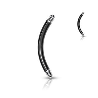 ND018K-1208 Piercing - zčerná náhradní tyčka zahnutá 1,2 x 8 mm