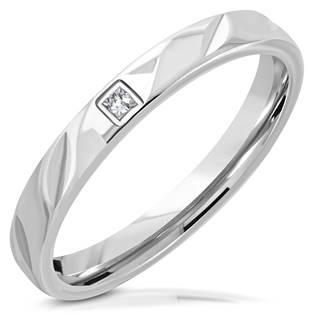 NSS3005-ZR-52 Prsten ocel zirkon, šíře 5 mm