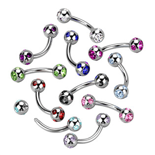 OB01093-TZ Piercing do obočí - kulička s kamínky