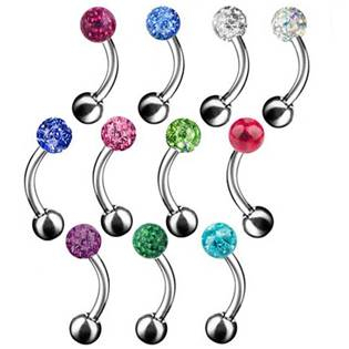 OB01106-E Piercing do obočí s krystaly Crystals From Swarovski® 1,2 x 8 mm