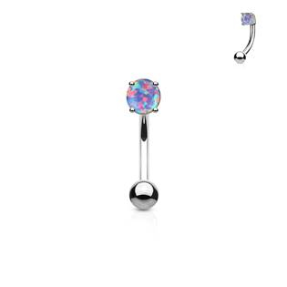 OB1007-A Piercing do obočí - opál, fialová barva