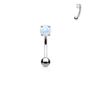 OB1007-WH Piercing do obočí - opál, bílá barva